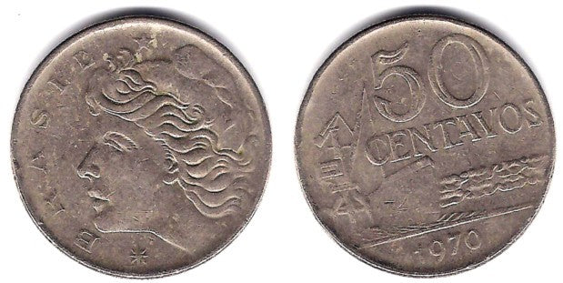 (580a) Brasil. 1970. 50 Centavos (BC)