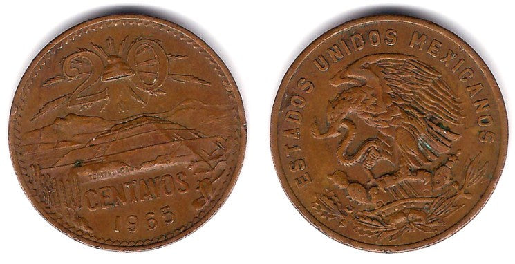 (440) Estados Unidos Mexicanos. 1965. 20 Centavos (BC)
