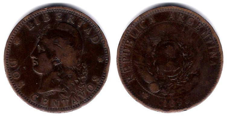 (33) Argentina. 1893. 2 Centavos (BC)