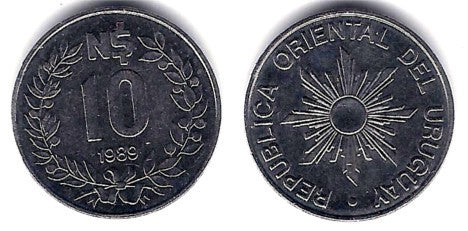 (93) Uruguay. 1989. 10 Nuevos Pesos (EBC)