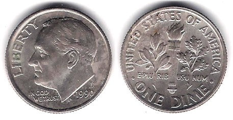 (195a) Estados Unidos de América. 1990(D). 1 Dime (MBC)