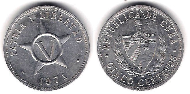 (34) Cuba. 1971. 5 Centavos (EBC)