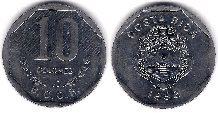 (215.1) Costa Rica. 1992. 10 Colones (MBC)