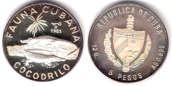 (74) Cuba. 1981. 5 Pesos (Proof) (Plata)