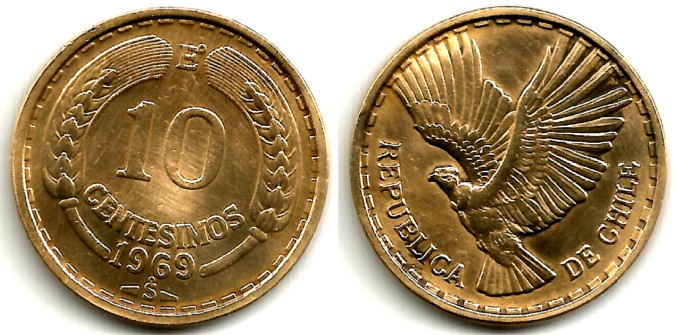 (191) Chile. 1969. 10 Centesimos (MBC)