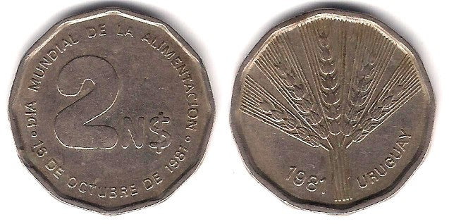 (77) Uruguay. 1981. 2 Nuevos Pesos (MBC)