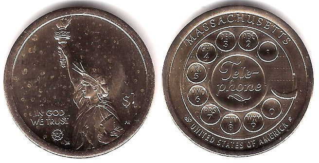 Estados Unidos de América. 2020(D). 1 Dollar (SC) Massachusets