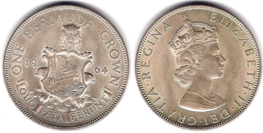 (14) Bermuda. 1964. 1 Crown (SC) (Plata)