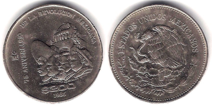 (510) Estados Unidos Mexicanos. 1985. 200 Pesos (BC+)