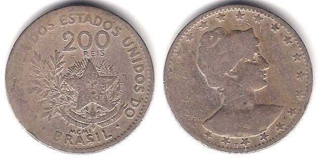 (504) Brasil. 1901. 200 Reis (BC/BC-)