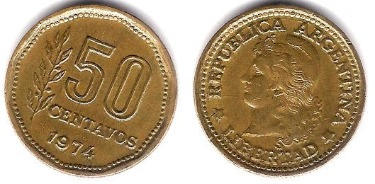 (68) Argentina. 1974. 50 Centavos (MBC)
