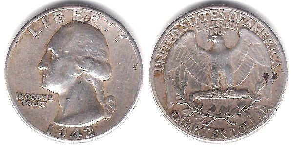 (164) Estados Unidos de América. 1942. Quarter Dollar (MBC) (Plata)