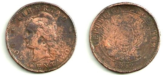 Argentina. 1892. 2 Centavos (RC)