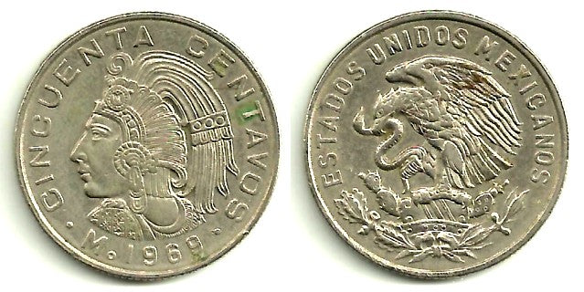 (451) Estados Unidos Mexicanos. 1969. 50 Centavos (MBC)