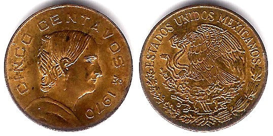 (427) Estados Unidos Mexicanos. 1970. 5 Centavos (MBC+)
