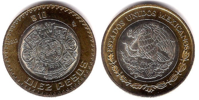(616) Estados Unidos Mexicanos. 2012. 10 Pesos (SC)