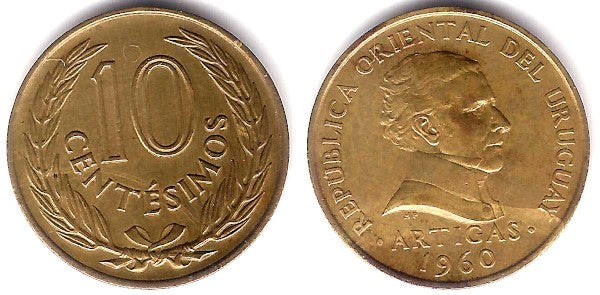 (36) Uruguay. 1960. 10 Centesimos (EBC)