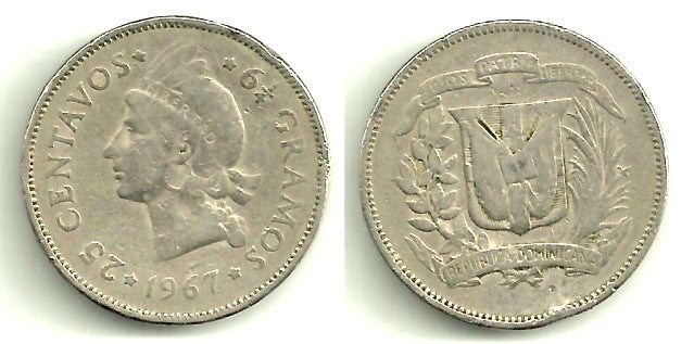 República Dominicana. 1967. 25 Centavos (BC)