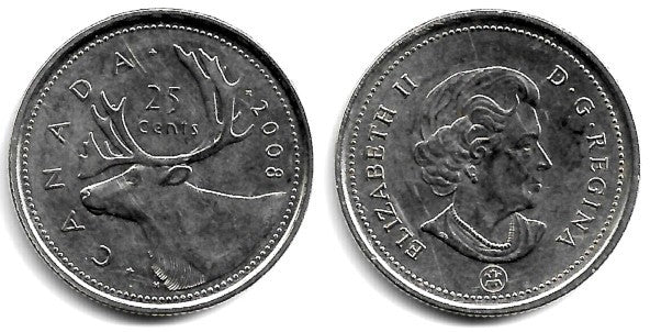 (493) Canadá. 2008. 25 Cents (EBC)