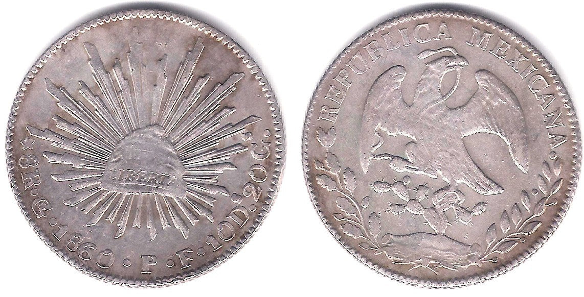 (377.8) República Mexicana. 1860. 8 Reales (MBC+) (Plata) Ceca de Guanajuato PF