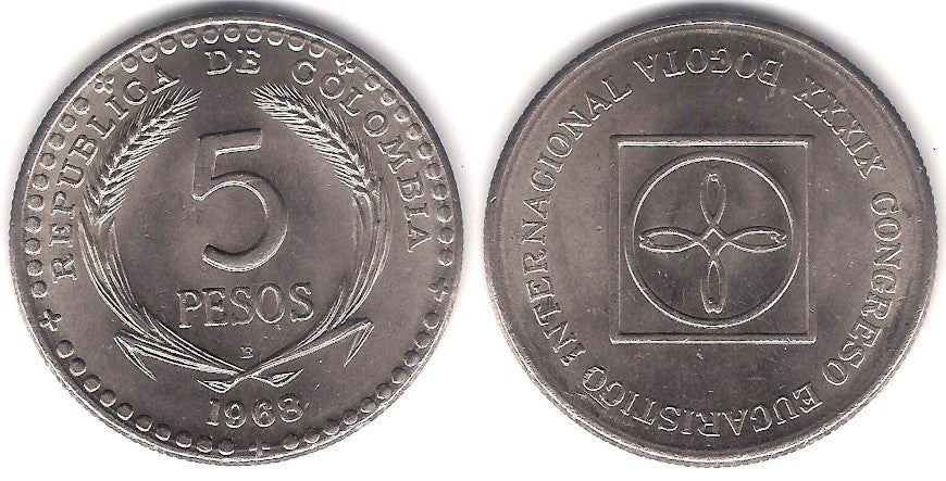 (230) Colombia. 1968. 5 Pesos (EBC+)