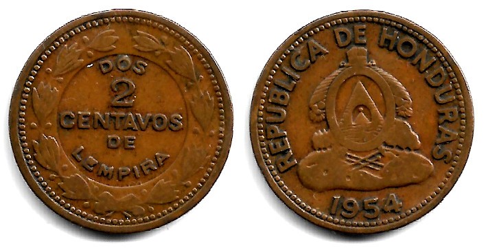 (78) Honduras. 1954. 2 Centavos de Lempira (MBC)