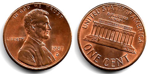 (201b) Estados Unidos de América. 1987(D). 1 Cent (EBC)