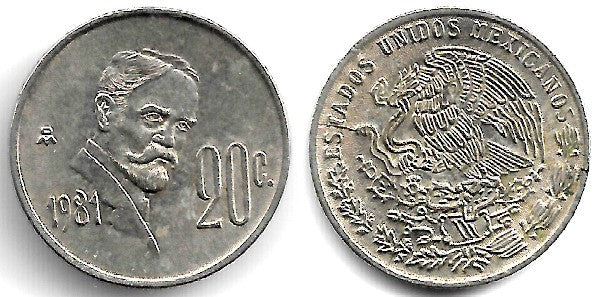 (442) Estados Unidos Mexicanos. 1981. 20 Centavos (MBC+)