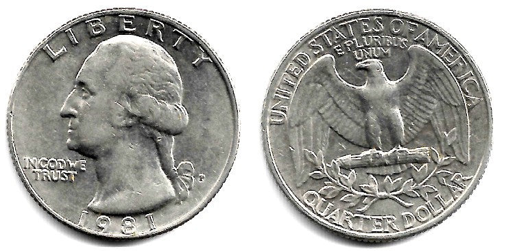 (A164a) Estados Unidos de América. 1981(P). Quarter Dollar (MBC)