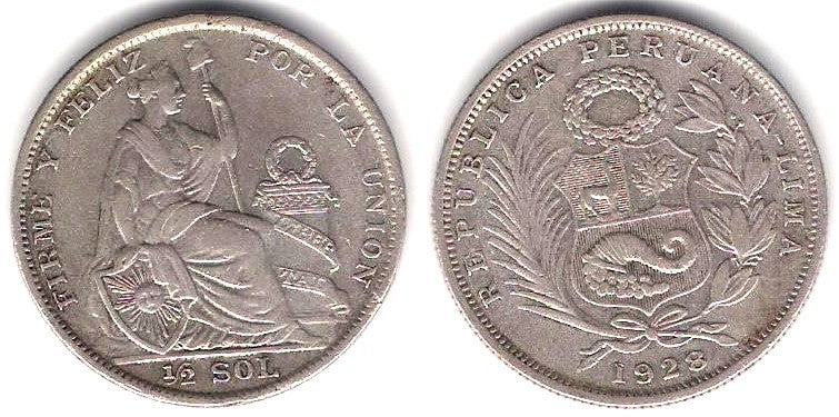 (216) Perú. 1928. ½ Sol (MBC) (Plata)