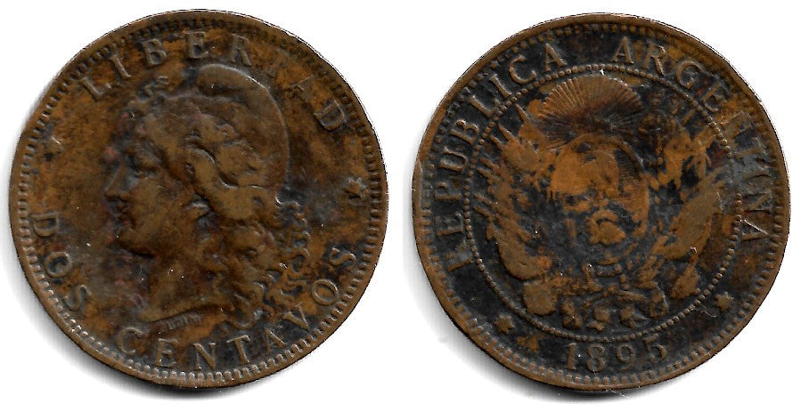 (33) Argentina. 1895. 2 Centavos (MBC)