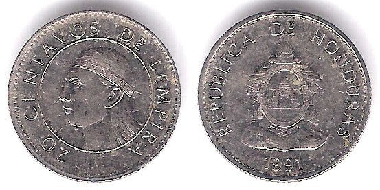 (83.1a) Honduras. 1991. 20 Centavos (MBC)