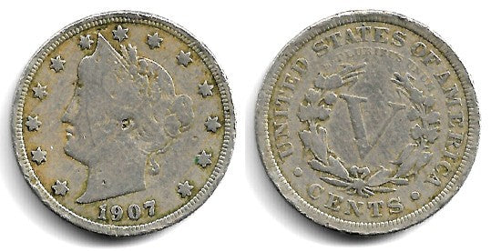 (112) Estados Unidos de América. 1907. 5 Cents (BC+/BC)