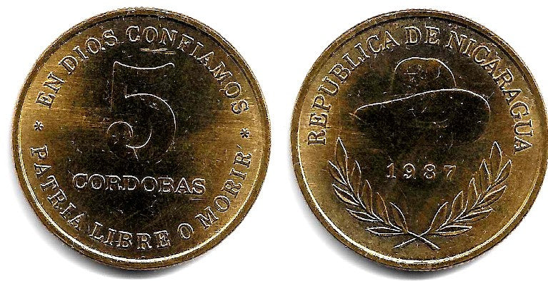 (60) Nicaragua. 1987. 5 Cordobas (EBC+)