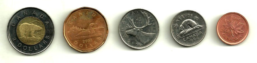 Canadá. Serie de 5 Valores. Diferentes años (MBC/EBC)