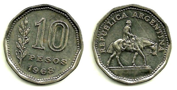 (60) Argentina. 1968. 10 Pesos (MBC)