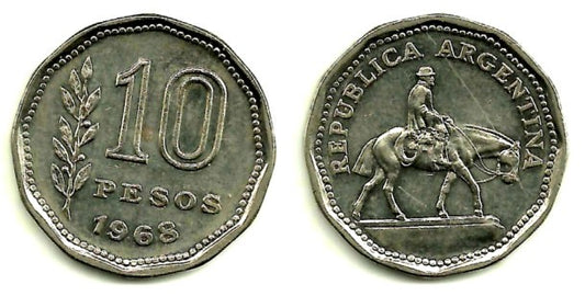 (60) Argentina. 1968. 10 Pesos (MBC)