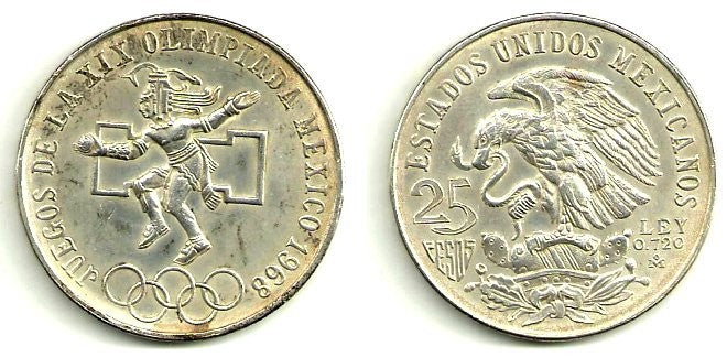(479.1) Estados Unidos Mexicanos. 1968. 25 Pesos (EBC) (Plata)