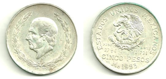 (467) Estados Unidos Mexicanos. 1953. 5 Pesos (EBC) (Plata)