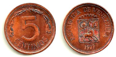 (Y49) Venezuela. 1977. 5 Centimos (EBC)