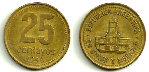 (110.1) Argentina. 1992. 25 Centavos (BC)