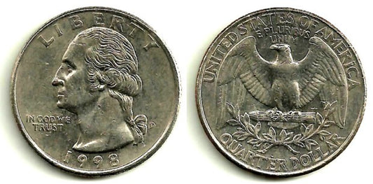 (A164a) Estados Unidos de América. 1998(D). Quarter Dollar (MBC)