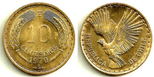 (191) Chile. 1970. 10 Centesimos (EBC)