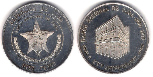(37) Cuba. 1975. 10 Pesos (SC-) (Plata)