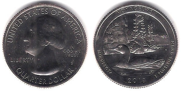 Estados Unidos de América. 2018(S). Quarter Dollar (SC) Voyageurs