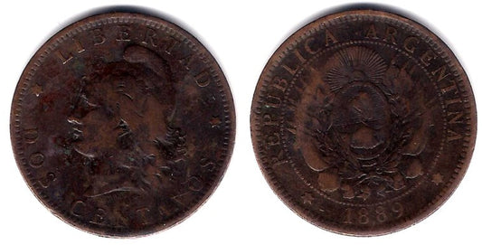 (33) Argentina. 1889. 2 Centavos (BC)