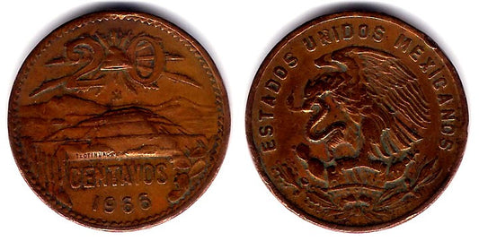 (440) Estados Unidos Mexicanos. 1966. 20 Centavos (BC)