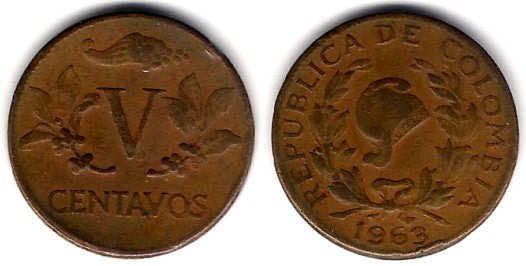 (206) Colombia. 1963. 5 Centavos (BC)