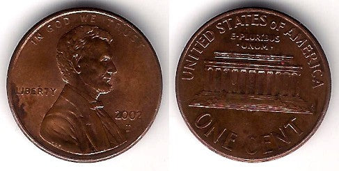 (201) Estados Unidos de América. 2002(D). 1 Cent (MBC)