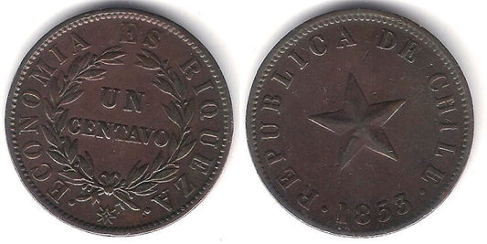 (127) Chile. 1853. 1 Centavo (MBC)
